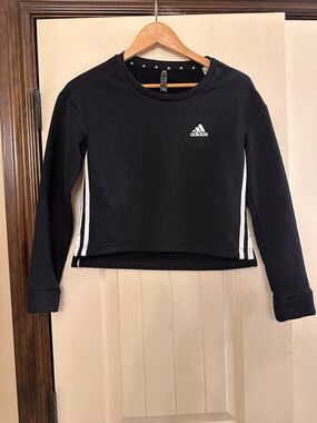adidas Black Crewneck Sweatshirt with White Side Stripes